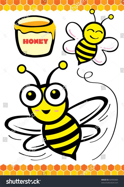 Honey Bees And Honey Comb Stock Vector Illustration 82956460 Shutterstock