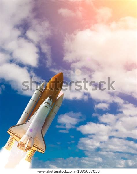 Dramatic Rocket Launch Elements This Image Stock Photo