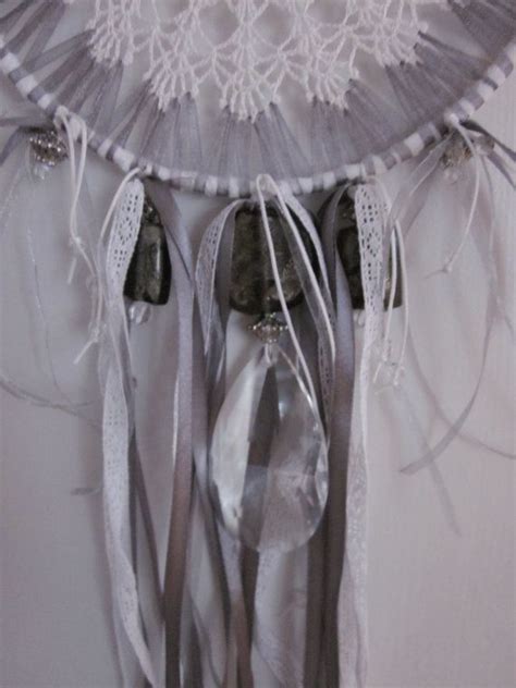 A Vintage Lace Doily Dream Catcher In White And Gray With A Etsy