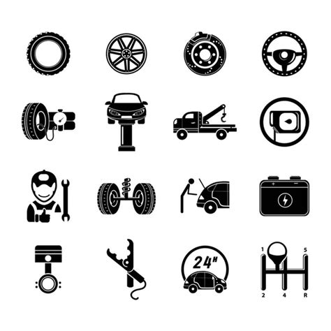 Car Parts Icons Set Vector Auto Service Repair Tool Stock Vector Image