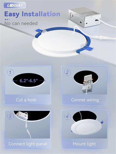 Snapklik LEDIARY 24 Pack 6 Inch 5CCT Ultra Thin LED Recessed