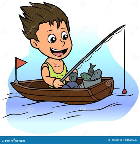 Rowboat In Cartoon Style Stiker On White Background On Isolated