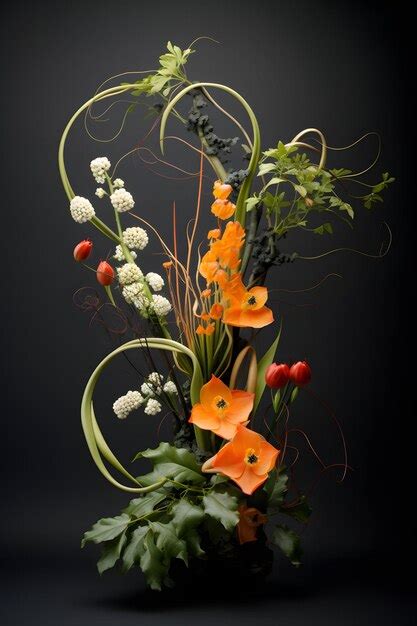 Premium Photo | Ikebana exotic flowers arrangement