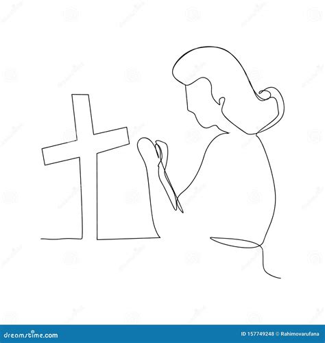 Christian Prayer Vector Concept Prayer Hands And Cross Symbol Prayer