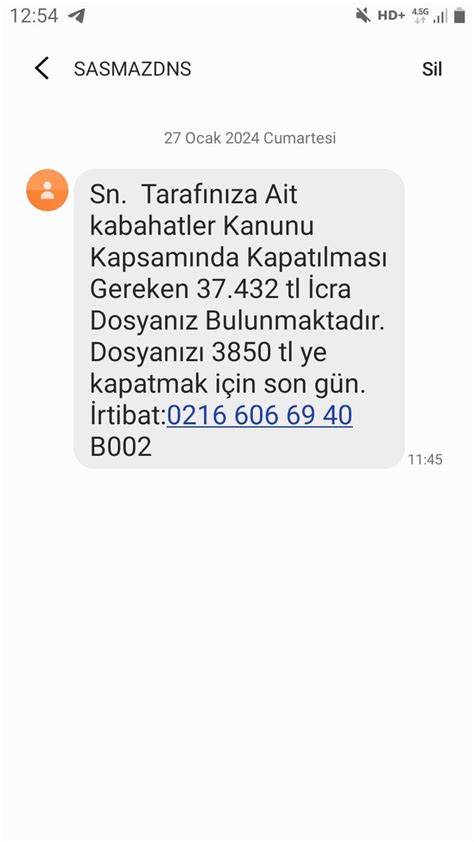 SASMAZDNS SMS İcra Tehdidi Ve Hakaret İçeren Mesaj Mağduriyeti