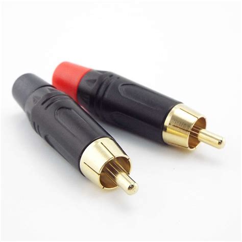 อะแดปเตอร์ปลั๊กเชื่อมต่อลําโพง Rca ตัวผู้ ชุบทอง สําหรับสายสัญญาณเสียง