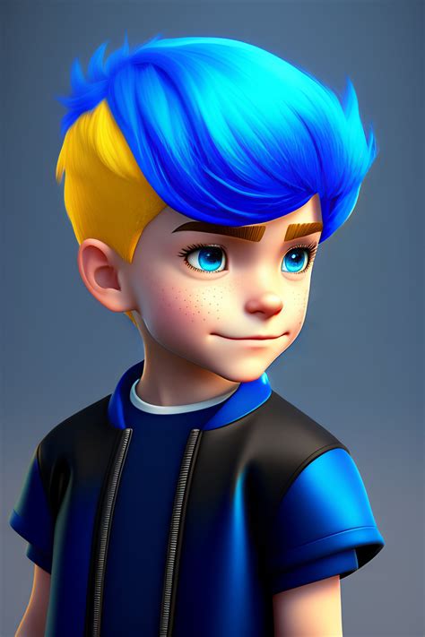 Lexica Blue Hair Boy In Black Zipper Top Pixar Style D Style