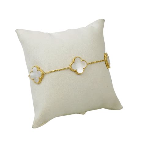 Women S White Flowers Gold Bracelet 14k Pochy Jewelry Factory