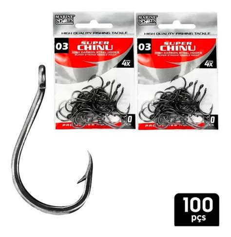 Kit 100 Unidades Anzol Marine Sports Super Chinu 4x Black 3 MercadoLivre