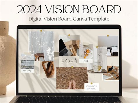 2024 Digital Vision Board Canva Template Vision Board Template Vision