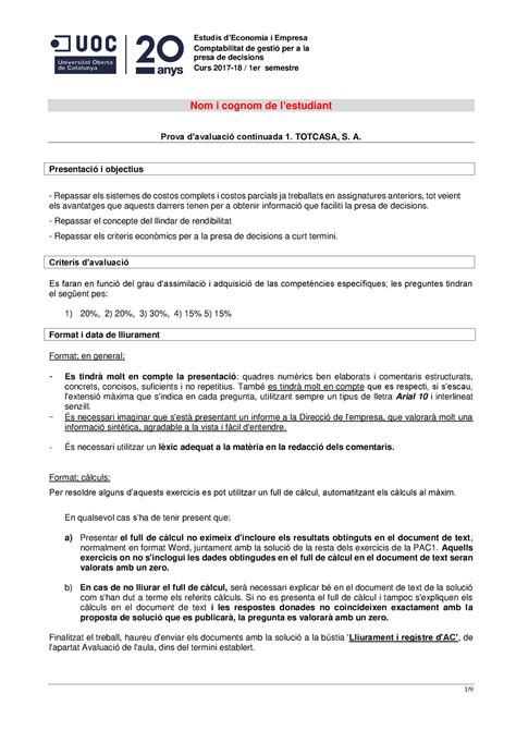 Solucio PAC1 solució pac 1 Estudis dEconomia i Empresa