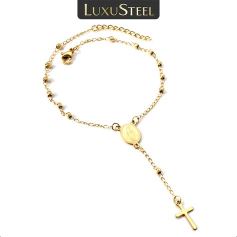 Luxusteel Bracelet Chapelet Croix Vierge Marie Pour Femme Et Homme