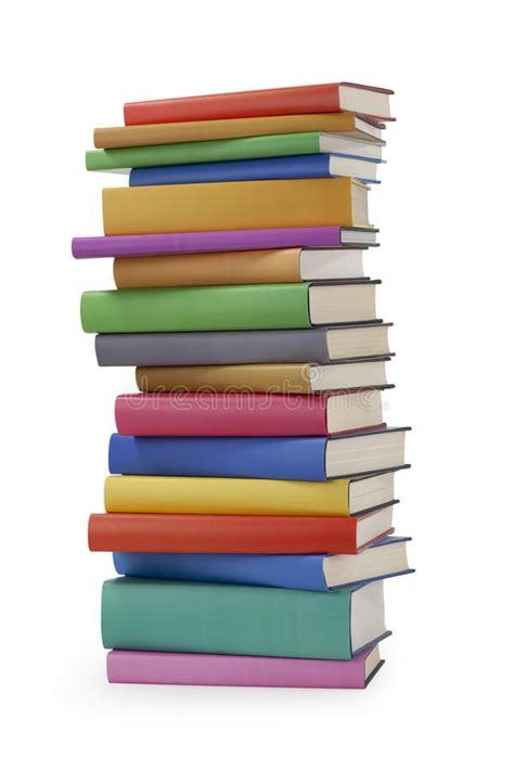 Pile Of Books A Pile Of Books With Colored Spines Isolated On White