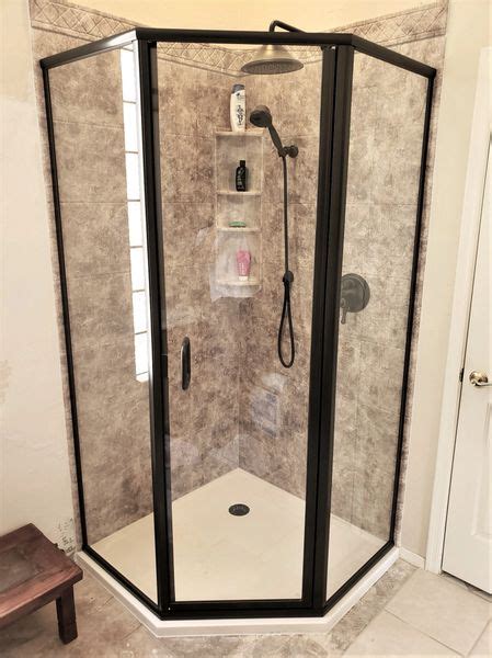 Semi Frameless Neo Angle Corner Shower Enclosure Phoenix Arizona Pinnacle Shower Doors Glass