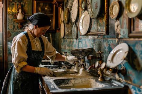 Premium Photo A Woman Washing Dishes In A Kitchen Sink