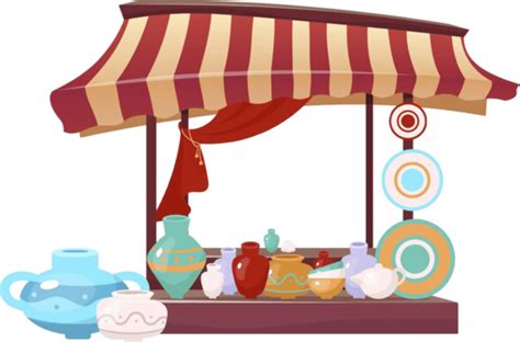 Handmade Ceramics Bazaar Tent Vector Illustration Culture Retail