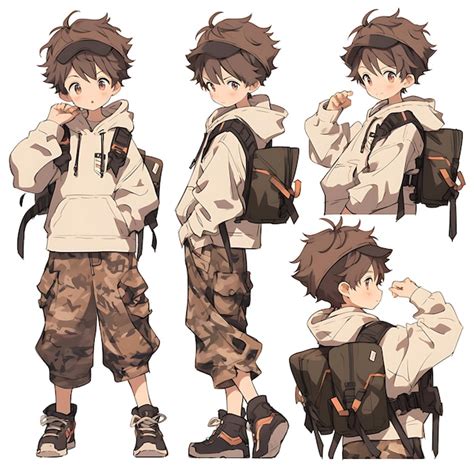 Premium Photo | Character Anime Concept Dashing Short Boy With Military ...