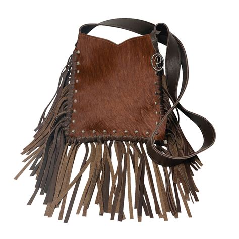 Brown Cowhide Leather Fringed Handbag Southwest Indian Foundation