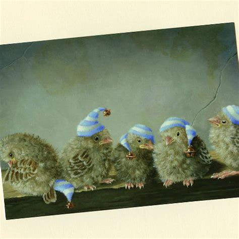 Suzan Visser Baby Birds Wearing Hat Notecard Or Postcard Etsy