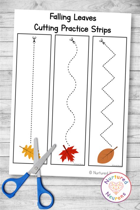 Falling Leaf Cutting Practice Strips Fall Cutting Worksheet