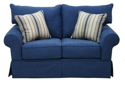 Blue Denim Fabric Modern Sofa And Loveseat Set Woptions