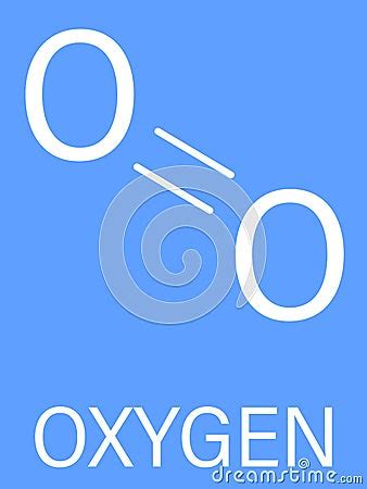 Elemental Oxygen O2 Molecule Skeletal Formula Vector Illustration