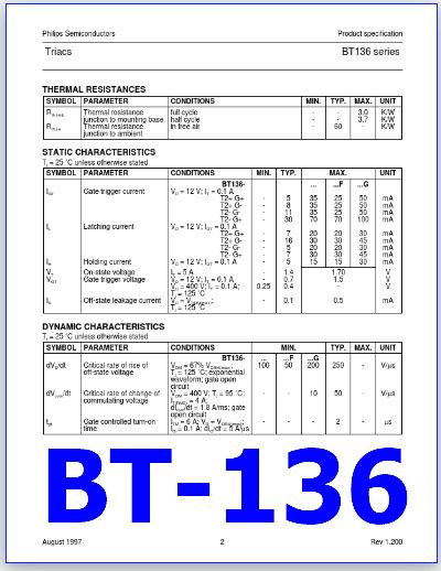 BT 136 PDF Datasheet Triac Philips