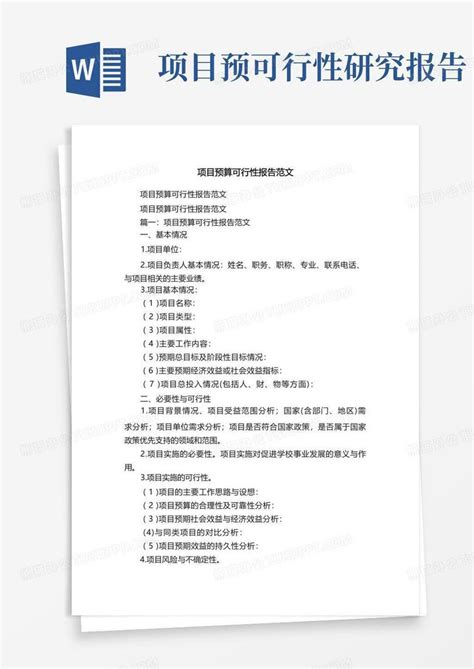 项目预算可行性报告范文word模板下载编号lvjvnbxo熊猫办公