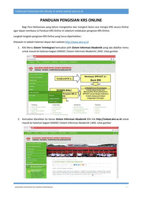 Pdf Panduan Pengisian Krs Online Di Cara Mengisi Krs Online