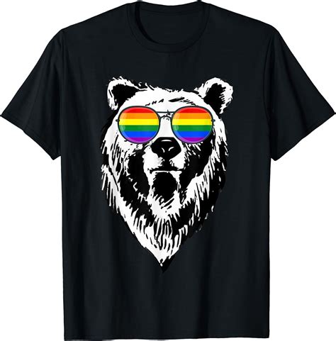 Gay Bear LGBTQ Rainbow Sunglasses Pride Flag Gifts For Men T Shirt