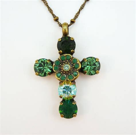 Emerald Green Cross Necklace Religious Necklace Baptism T For