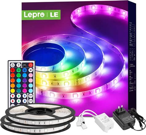 Lepro Bande lumineuse LED 10 m RVB LED avec télécommande étanche pour