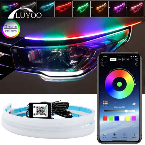 Luyoo Pair Neon Flowing Drl Led Strip Turn Signal Lamp App Remote Rgb