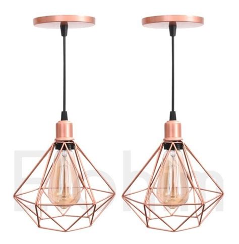 Lustre Pendente Diamante Rose Gold MercadoLivre