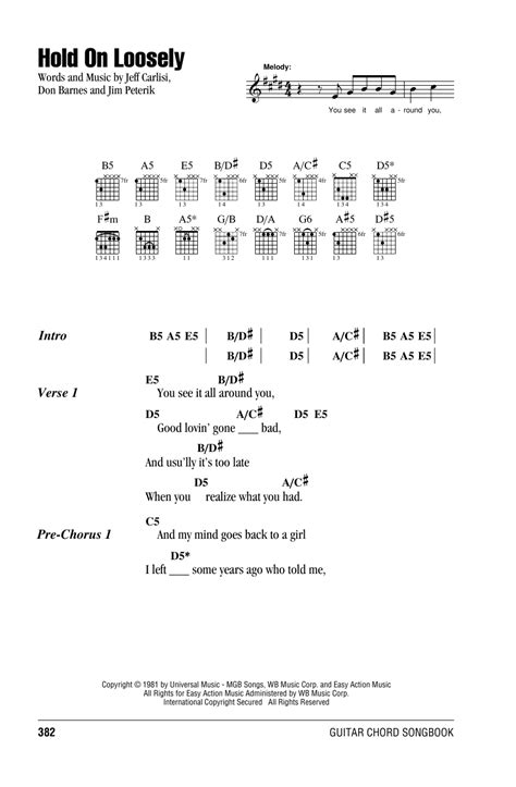 Hold On Loosely Sheet Music By 38 Special Lyrics Chords 162171