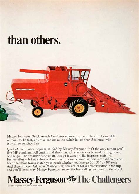 1969 Ad Mf Massey Ferguson Quick Attach Combines Farm Machinery Agricu