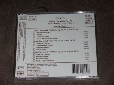 String Quartets Op By Haydn Kodaly Quartet Cd For