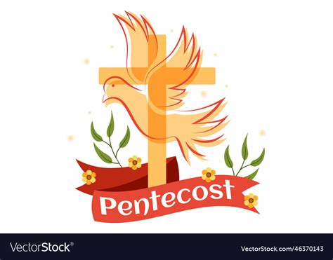 Pentecost Sunday With Flame And Holy Spirit Dove Vector Image