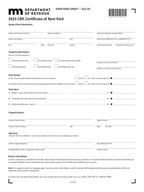 Fillable Online Crp Certificate Of Rent Paid Fax Email Print