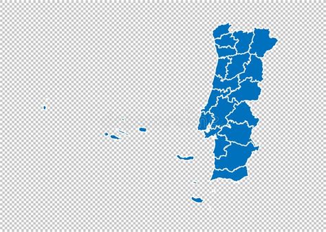 Portugal Map High Detailed Blue Map With Counties Regions States Of