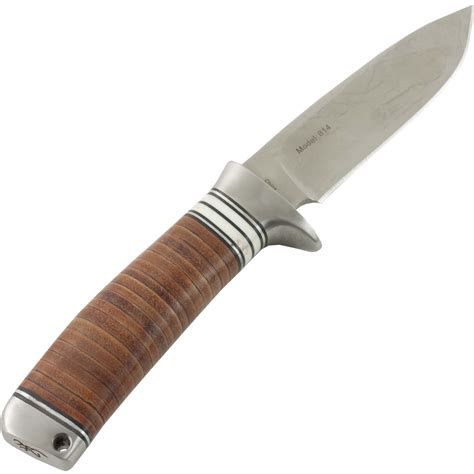 Browning Stacked Leather Handles Fixed Blade Hunting Knife BR814 Sheath ...