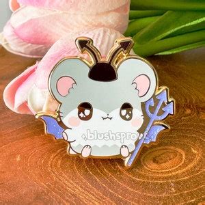 Spat Hamtaro Ham Ham Heartbreak Enamel Pin Cute Kawaii Devil Hamster