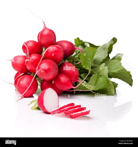 Bunch Or Radishes Isolated In Studio On White Background Stock Photo