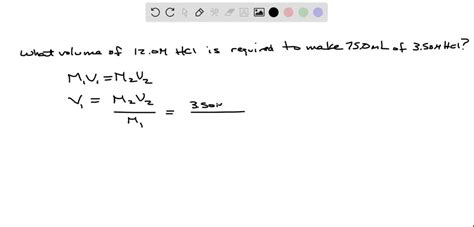 Solved What Volume Of Water Must Be Added To Ml Of M Hcl To