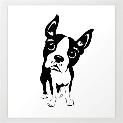 Cartoon Illustration Boston Terrier Dog Art Print By Swank Art Society6