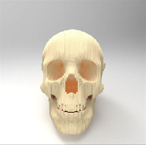 Laser Cut 3D Wooden Skull Free Vector ARABIC CNC