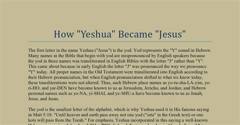 How Yeshua Became Jesus | DocHub