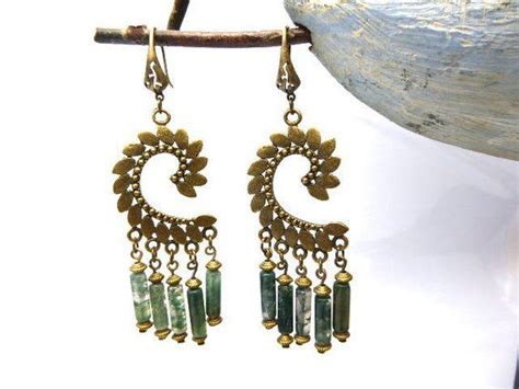 Boucles D Oreilles Ethniques Et Ses Perles D Agate Etsy Boucle D