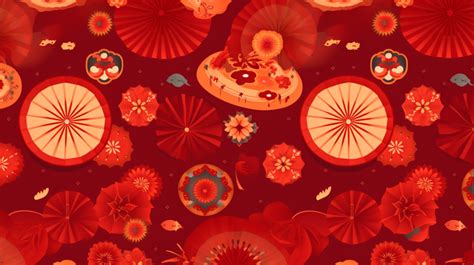 Chinese New Year Delights Vector Flat Seamless Texture Pattern