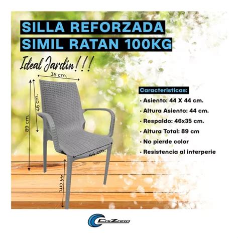 Combo X2 Silla Plastica Simil Ratan Super Reforzada 100 Kg